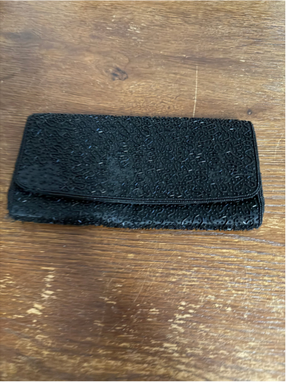 Vintage Black Beaded Evening Clutch Purse Seed Bugle Beads Envelope Formal Bag